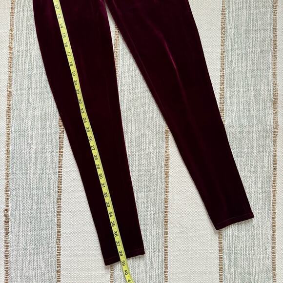 Spanx Velvet Rich Burgundy High Rise Pull-On Ankle Lounge Leggings Women’s Large - Picture 5 of 11